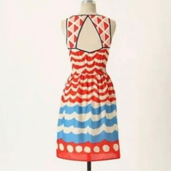 Anthropologie We Love Vera High Seas Dress Red White & Blue Nautical Pockets ♥️ - Picture 11 of 11